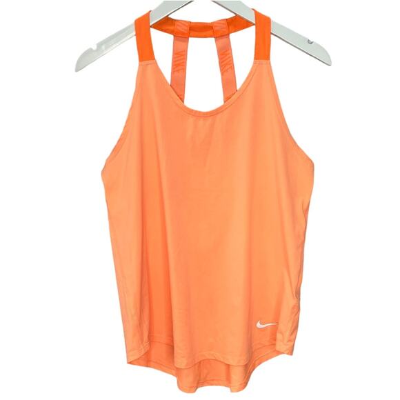 Nike Womens Breathe Training Tank Top Orange Size M Logo Strappy - Picture 1 of 6